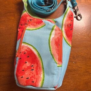 Homemade Canvas Watermelon Print Crossbody Bag in Light Blue